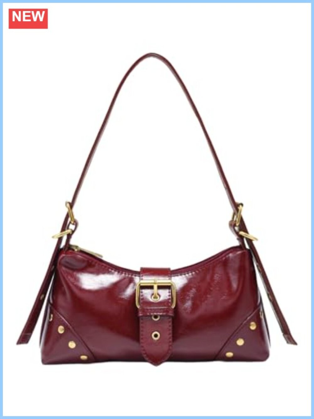 Faux Leather Buckle Shoulder Bag Punk Handbag Clutch Purse